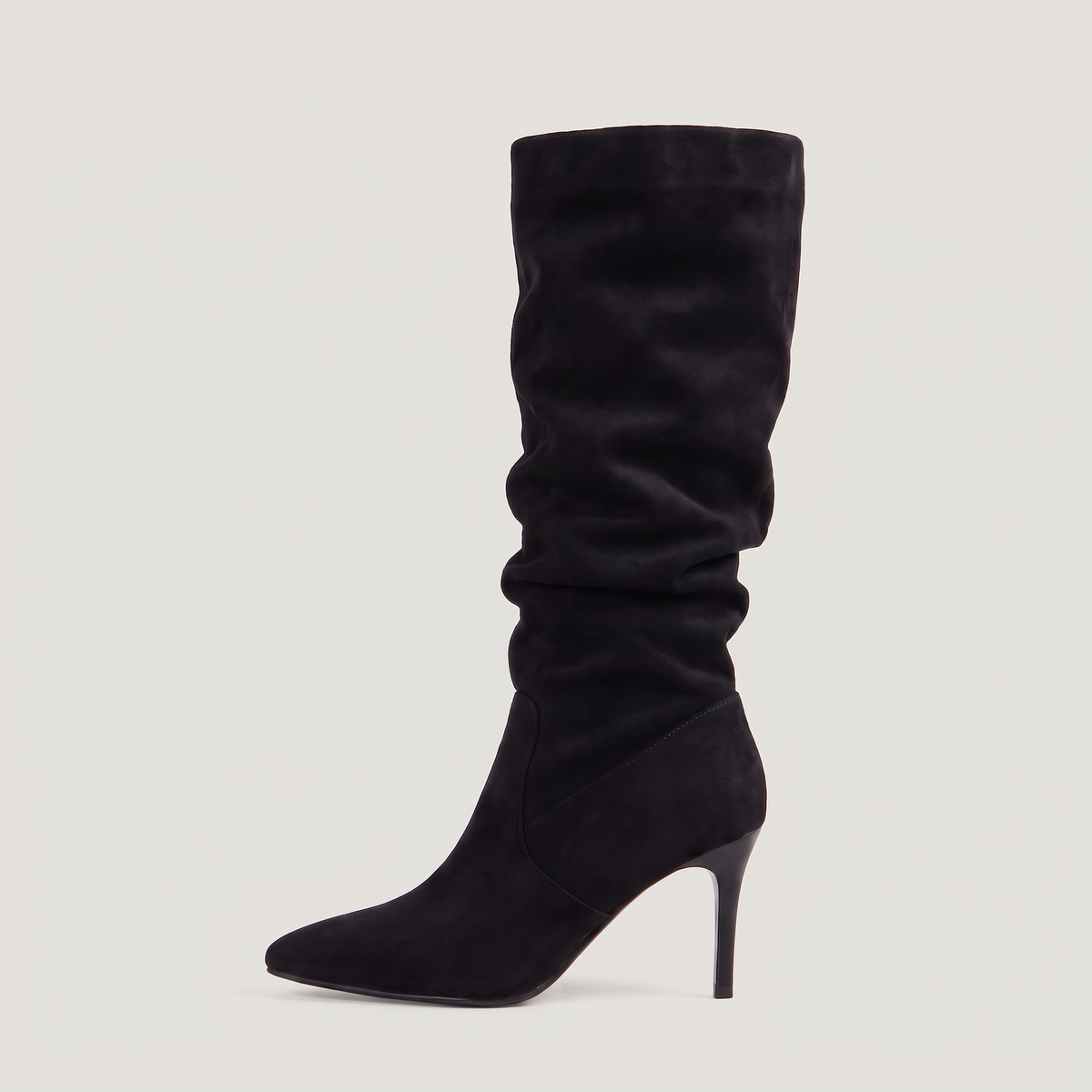 Slouch Knee High Boots Leopard Print Suede-Style Women's Pointed Toe Heel – Casual, Office, Holiday