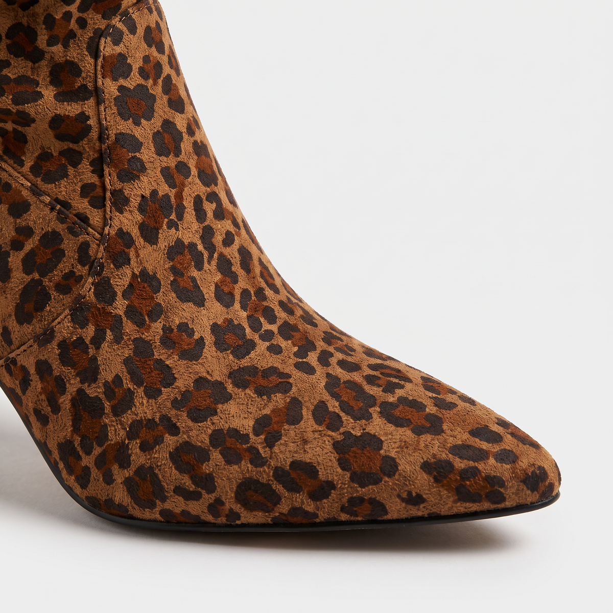 Slouch Knee High Boots Leopard Print Suede-Style Women's Pointed Toe Heel – Casual, Office, Holiday