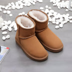 Snow Boots Suede Beige Fur-Lined Women's Ankle Booties – Winter, Casual Warm Everyday Wear