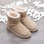Snow Boots Suede Beige Fur-Lined Women's Ankle Booties – Winter, Casual Warm Everyday Wear