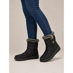 Snow Boots Women's Faux Fur-Trimmed Black Waterproof Mid-Calf – Winter, Casual, Warm, Gift