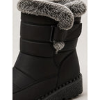 Snow Boots Women's Faux Fur-Trimmed Black Waterproof Mid-Calf – Winter, Casual, Warm, Gift
