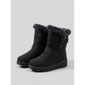 Snow Boots Women's Faux Fur-Trimmed Black Waterproof Mid-Calf – Winter, Casual, Warm, Gift