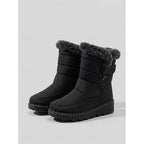 Snow Boots Women's Faux Fur-Trimmed Black Waterproof Mid-Calf – Winter, Casual, Warm, Gift