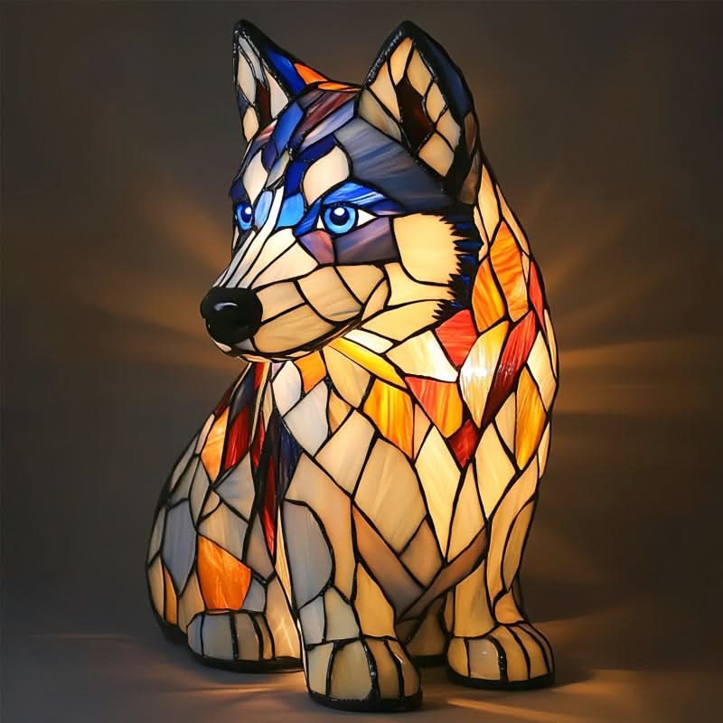 Stained Glass Dog Table Lamp | LED Light · Werune