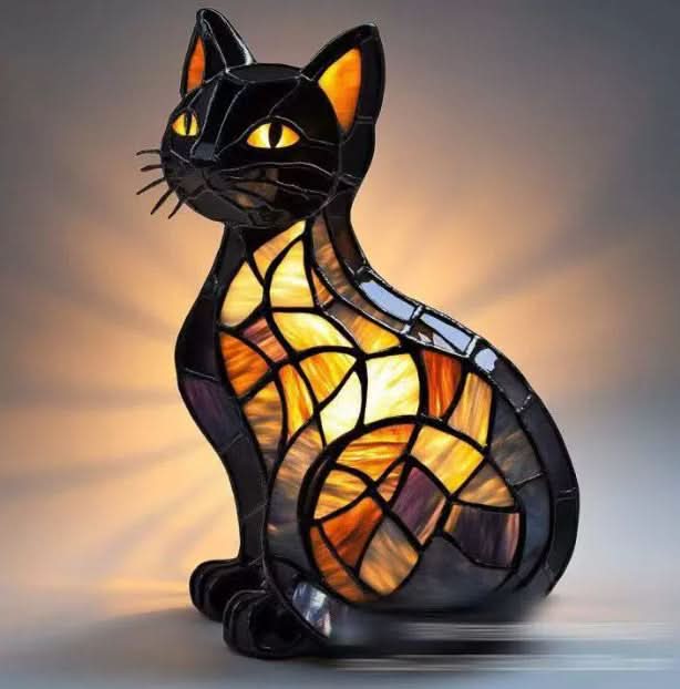 Stained Glass Dog Table Lamp | LED Light · Werune