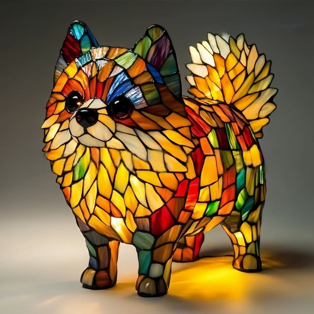 Stained Glass Dog Table Lamp | LED Light · Werune
