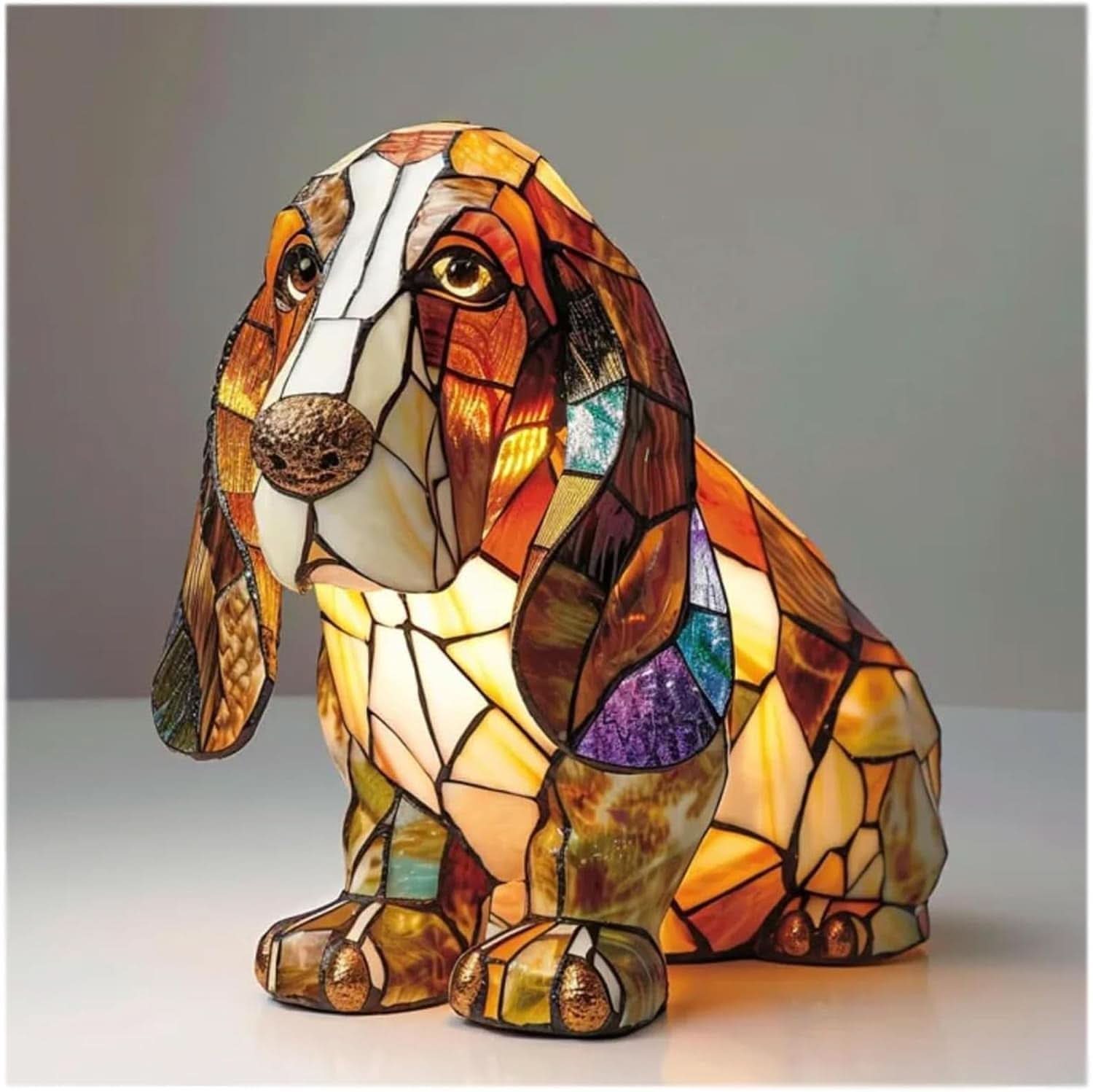 Stained Glass Dog Table Lamp | LED Light · Werune