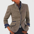Stand Collar Blazer Jacket Purple Women's – Office, Casual, Autumn Layering Coat