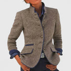 Stand Collar Blazer Jacket Purple Women's – Office, Casual, Autumn Layering Coat