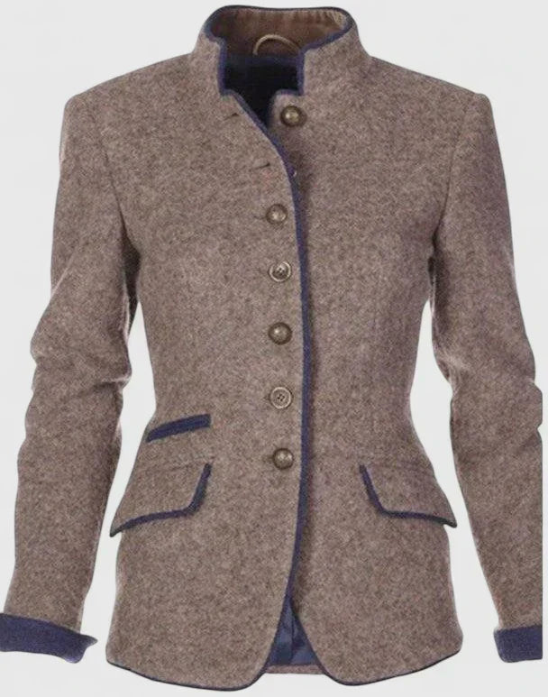 Stand Collar Blazer Jacket Purple Women's – Office, Casual, Autumn Layering Coat