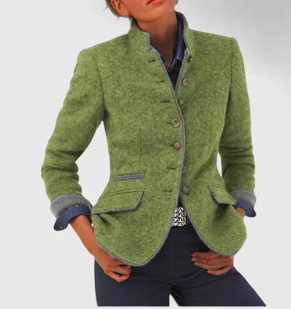 Stand Collar Blazer Jacket Purple Women's – Office, Casual, Autumn Layering Coat
