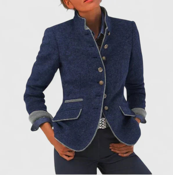 Stand Collar Blazer Jacket Purple Women's – Office, Casual, Autumn Layering Coat