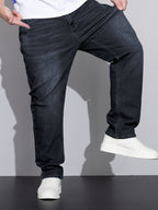 Straight-Leg Jeans Denim Blue Men's Stretch Trousers – Casual, Office, Everyday Wear