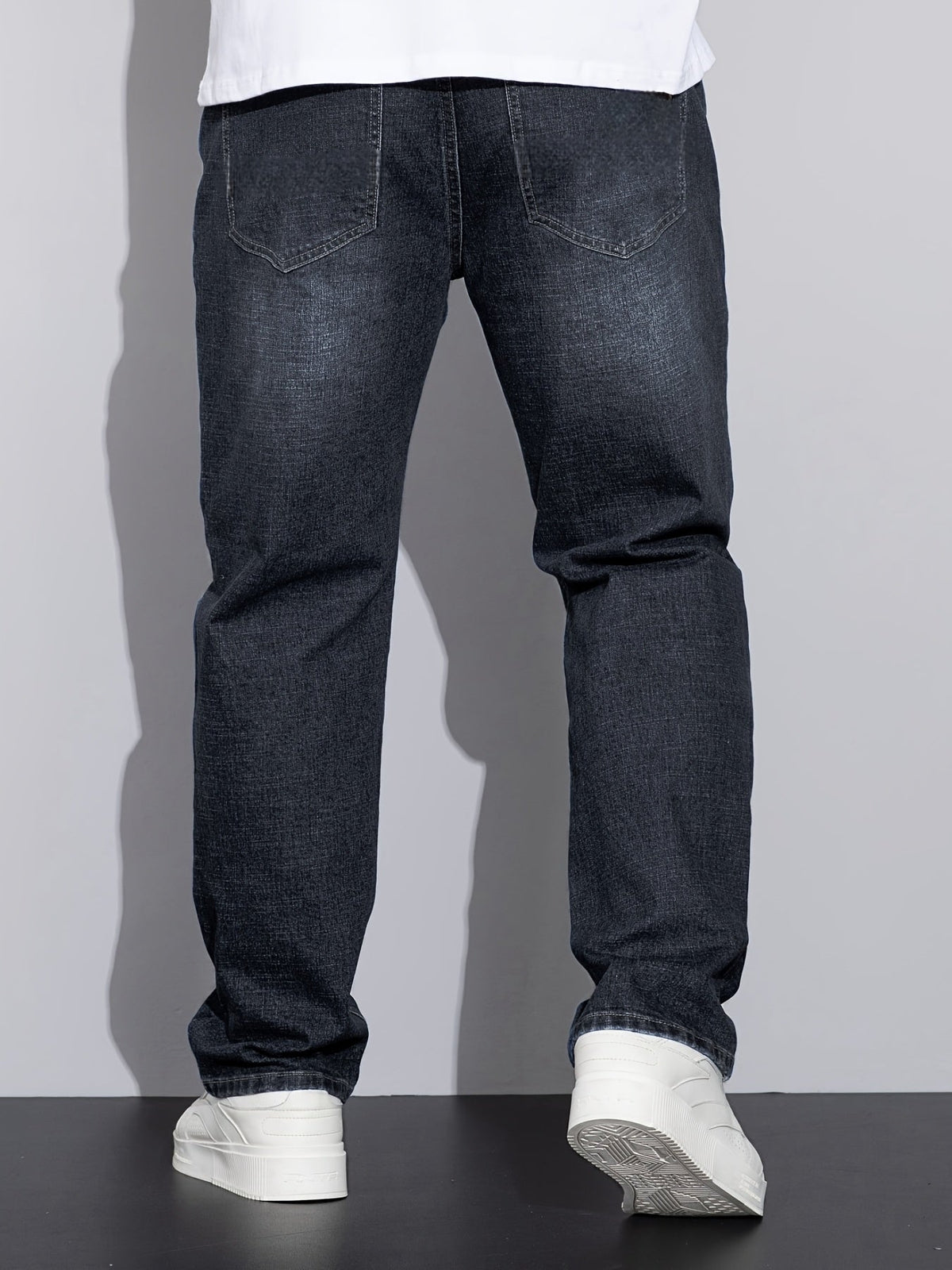 Straight-Leg Jeans Denim Blue Men's Stretch Trousers – Casual, Office, Everyday Wear
