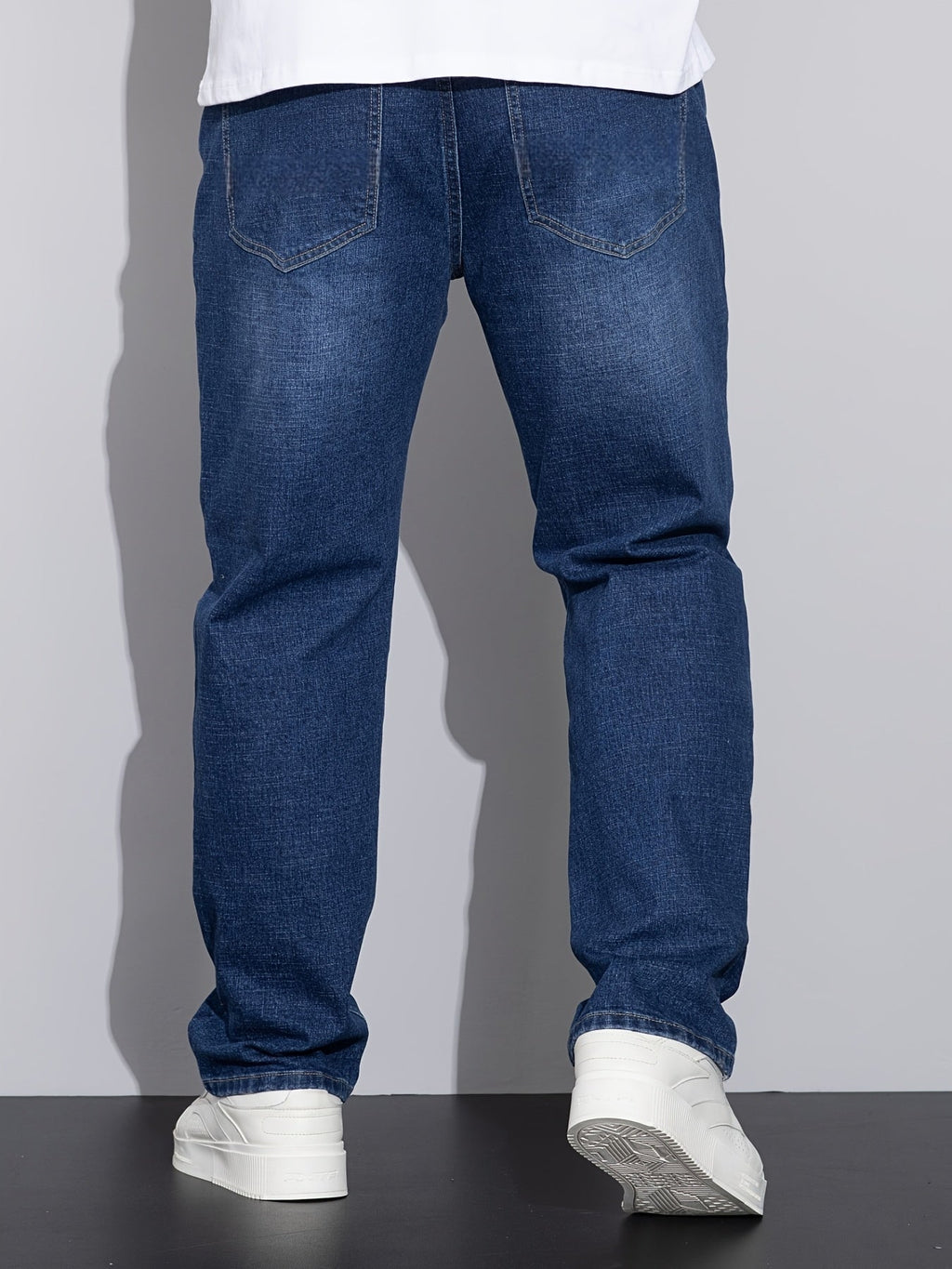 Straight-Leg Jeans Denim Blue Men's Stretch Trousers – Casual, Office, Everyday Wear