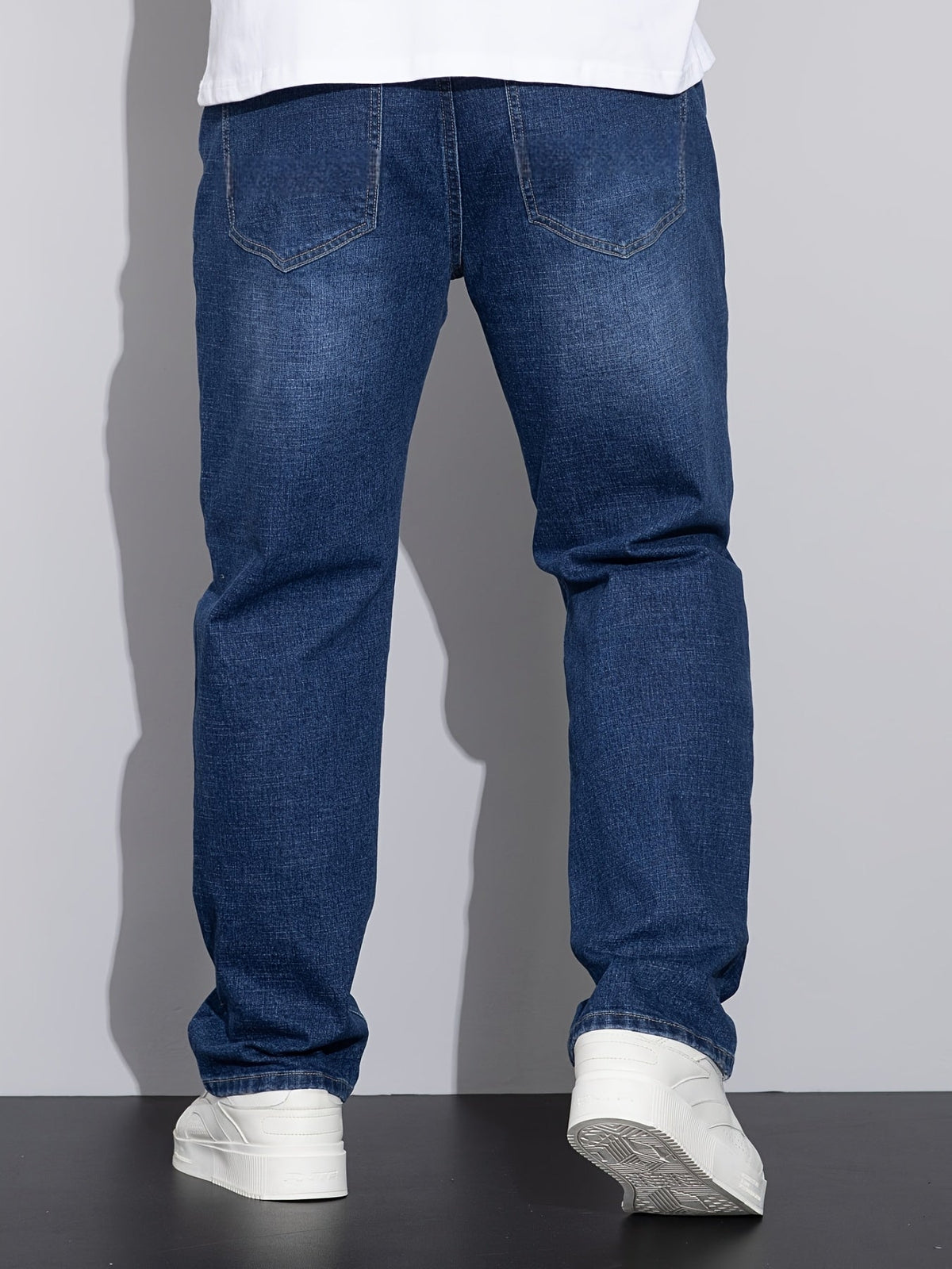 Straight-Leg Jeans Denim Blue Men's Stretch Trousers – Casual, Office, Everyday Wear