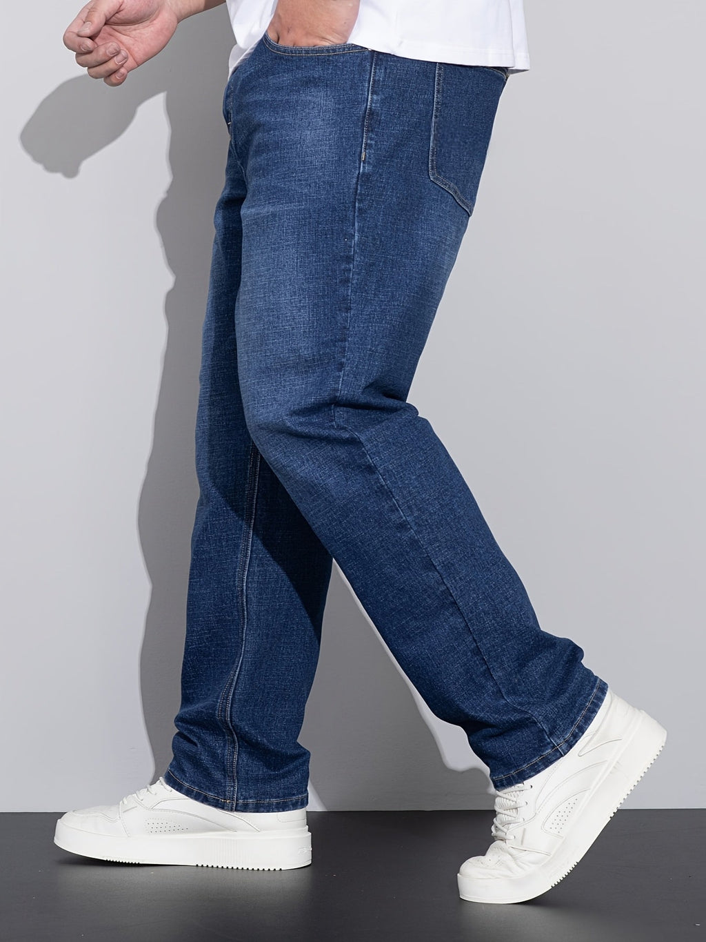 Straight-Leg Jeans Denim Blue Men's Stretch Trousers – Casual, Office, Everyday Wear