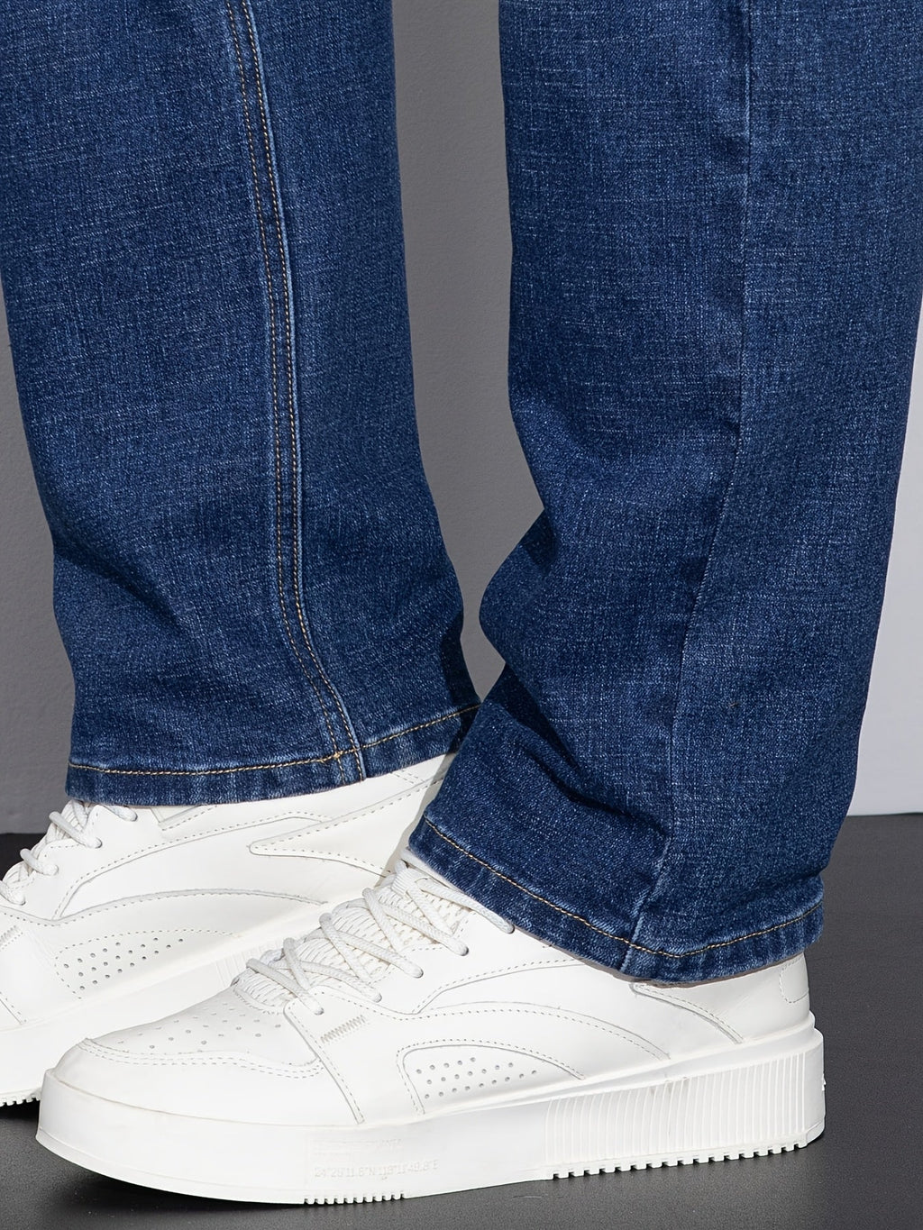Straight-Leg Jeans Denim Blue Men's Stretch Trousers – Casual, Office, Everyday Wear