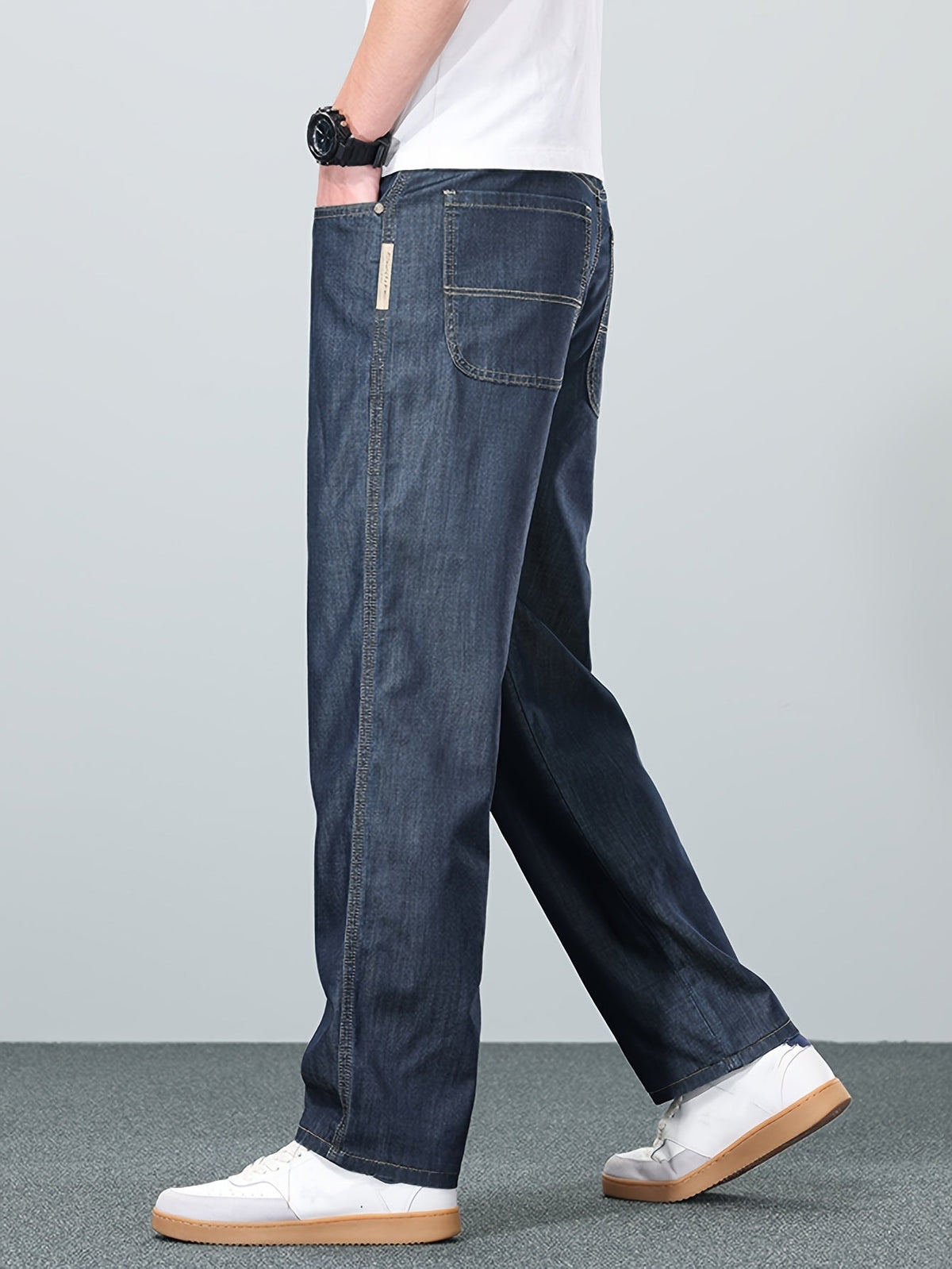 Straight-Leg Jeans Denim Men's Blue Relaxed Fit – Casual, Office, Everyday Wear · Werune