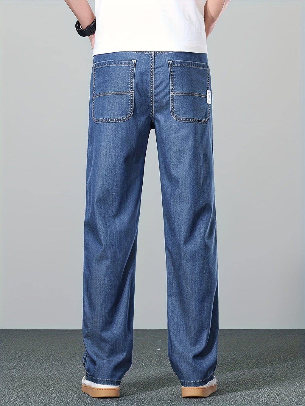 Straight-Leg Jeans Denim Men's Blue Relaxed Fit – Casual, Office, Everyday Wear · Werune