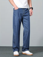 Straight-Leg Jeans Denim Men's Blue Relaxed Fit – Casual, Office, Everyday Wear · Werune