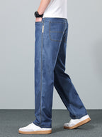 Straight-Leg Jeans Denim Men's Blue Relaxed Fit – Casual, Office, Everyday Wear · Werune