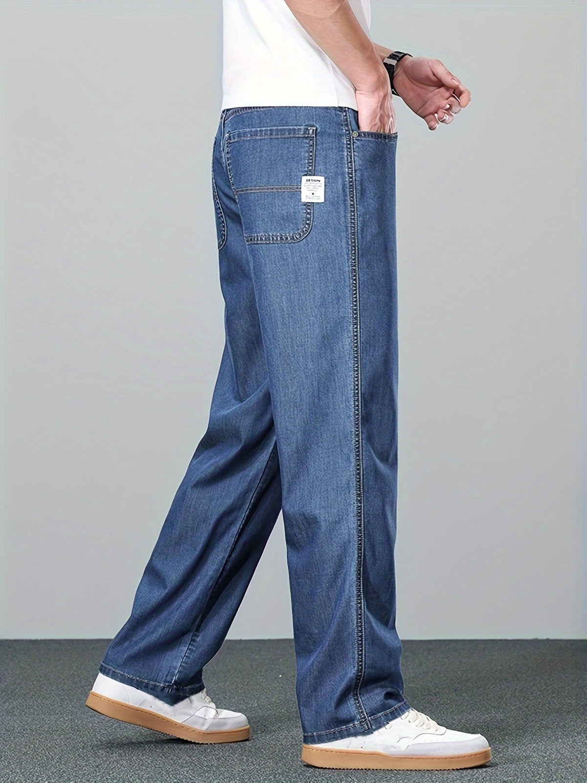 Straight-Leg Jeans Denim Men's Blue Relaxed Fit – Casual, Office, Everyday Wear · Werune