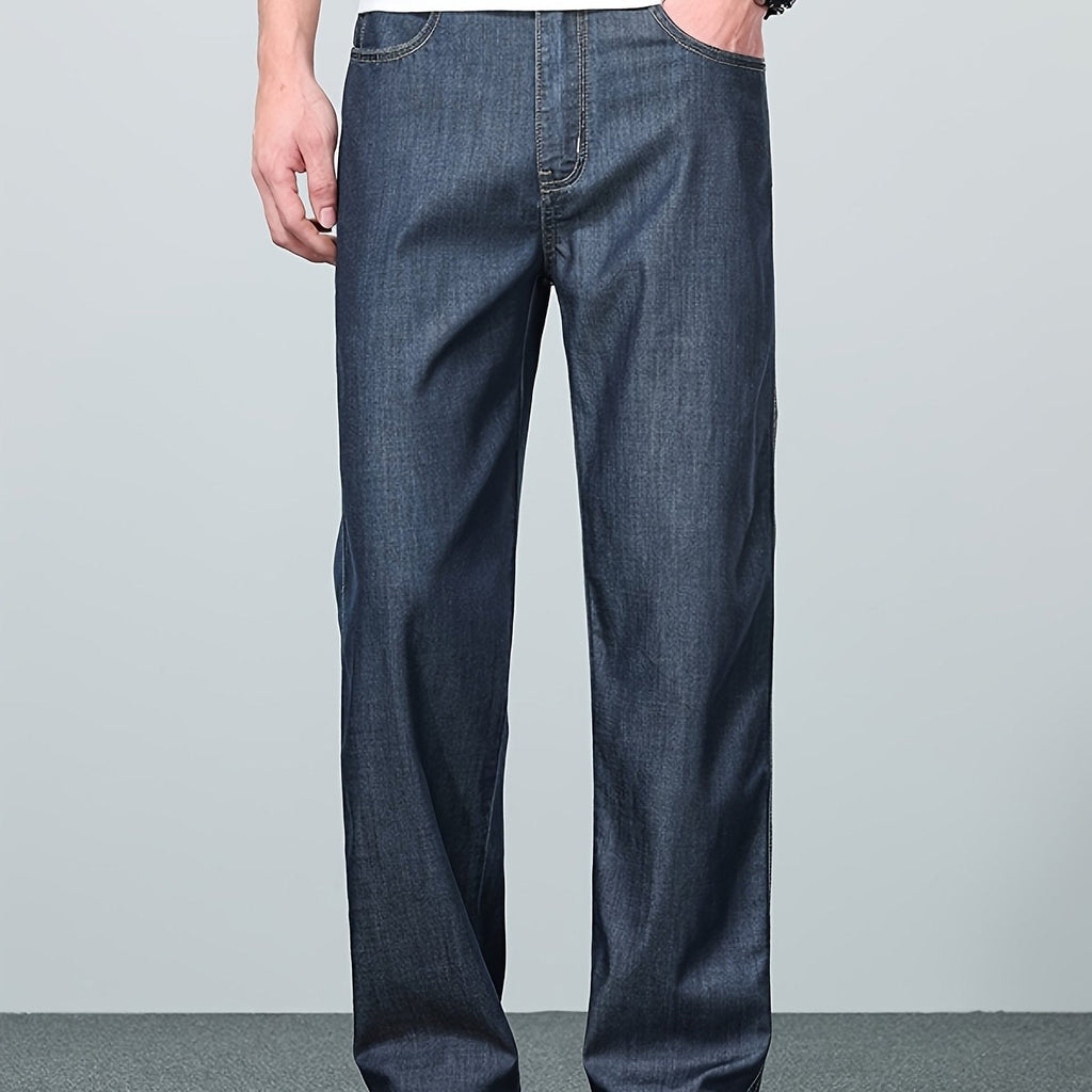Straight-Leg Jeans Denim Men's Blue Relaxed Fit – Casual, Office, Everyday Wear · Werune