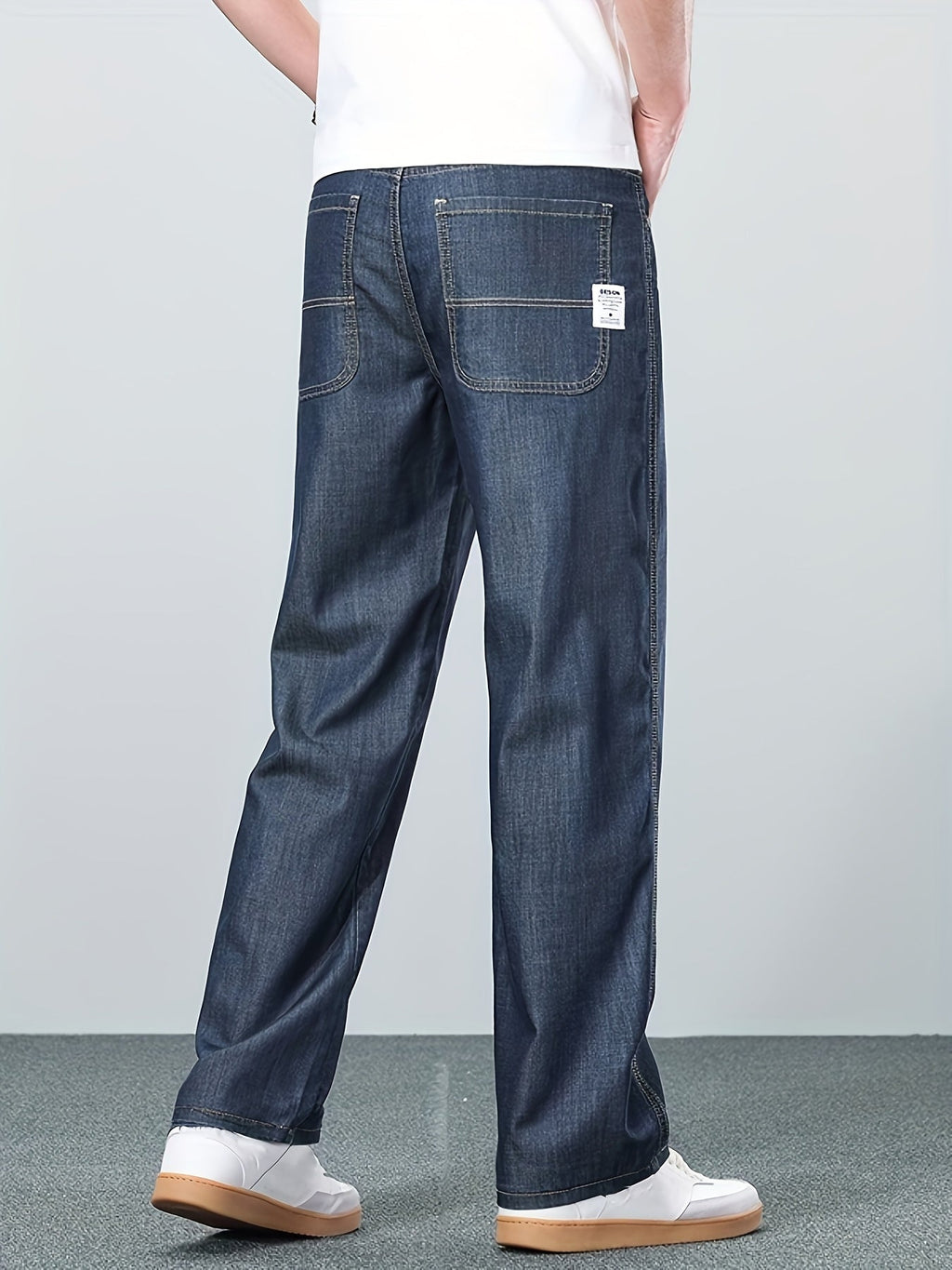 Straight-Leg Jeans Denim Men's Blue Relaxed Fit – Casual, Office, Everyday Wear · Werune