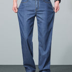 Straight-Leg Jeans Denim Men's Blue Relaxed Fit – Casual, Office, Everyday Wear · Werune