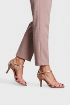 Strappy Heeled Sandals Rose Gold Pink T-Bar Women's – Wedding, Party, Office, Gift
