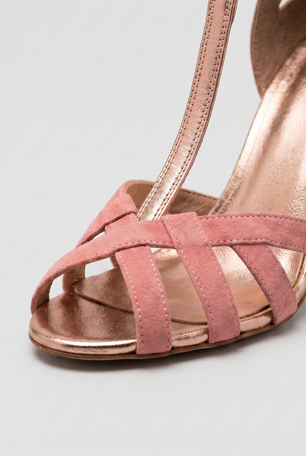 Strappy Heeled Sandals Rose Gold Pink T-Bar Women's – Wedding, Party, Office, Gift