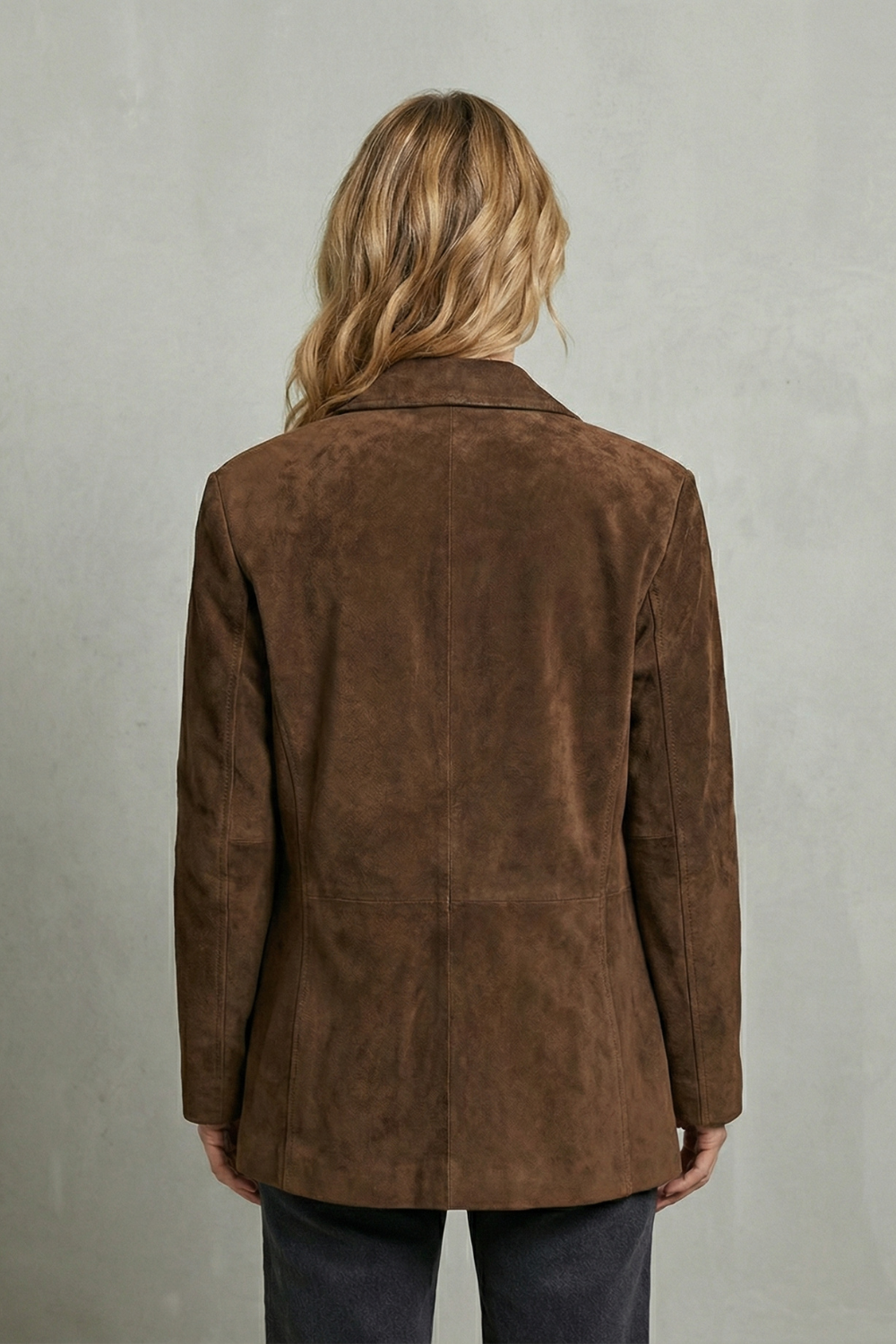 Suede Blazer Brown Women's Structured Shoulder Jacket – Casual, Office · Werune