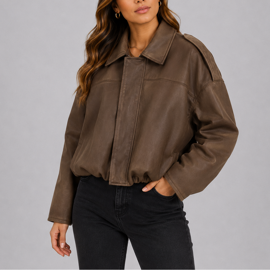 Suede Bomber Jacket Oversized Women's Olive Green – Casual, Autumn Layering Outerwear