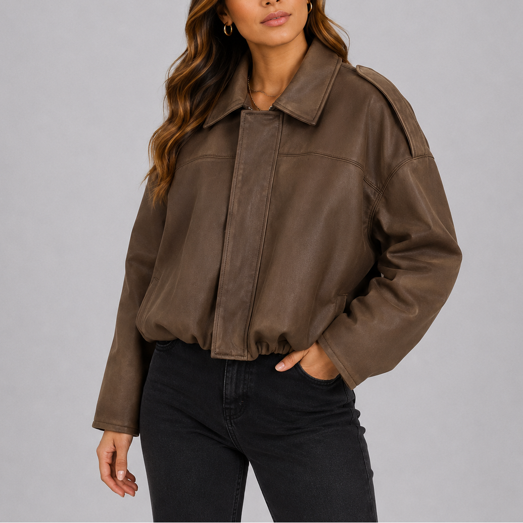 Suede Bomber Jacket Oversized Women's Olive Green – Casual, Autumn Layering Outerwear