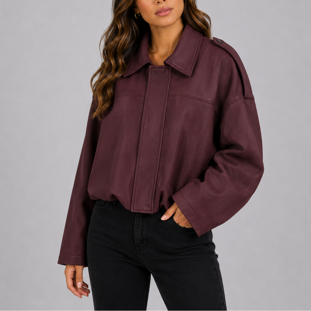 Suede Bomber Jacket Oversized Women's Olive Green – Casual, Autumn Layering Outerwear
