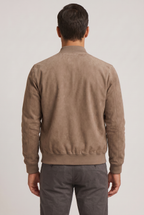 Suede Bomber Jacket Taupe Brown Men's Zip-Up – Casual, Office, Holiday, Gift · Werune