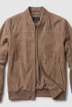 Suede Bomber Jacket Taupe Brown Men's Zip-Up – Casual, Office, Holiday, Gift · Werune