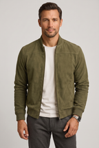 Suede Bomber Jacket Taupe Brown Men's Zip-Up – Casual, Office, Holiday, Gift · Werune