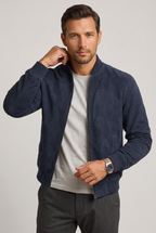 Suede Bomber Jacket Taupe Brown Men's Zip-Up – Casual, Office, Holiday, Gift · Werune