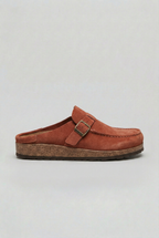 Suede Clog Mules Taupe Buckle Strap Women's Cork Footbed Slip-On – Casual, Everyday