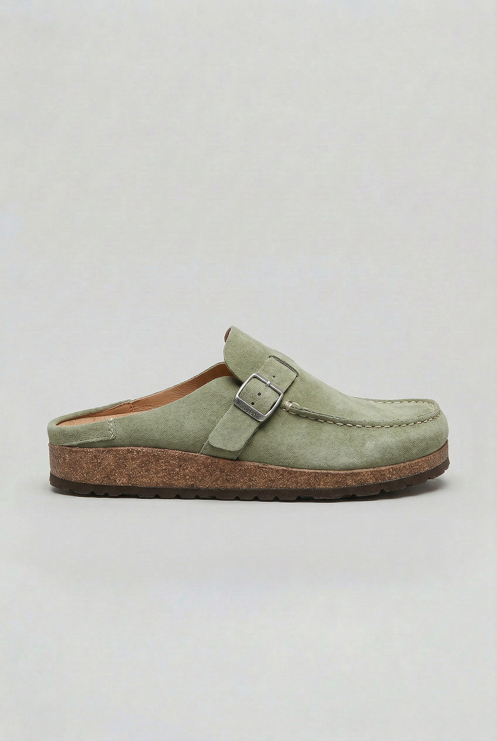 Suede Clog Mules Taupe Buckle Strap Women's Cork Footbed Slip-On – Casual, Everyday