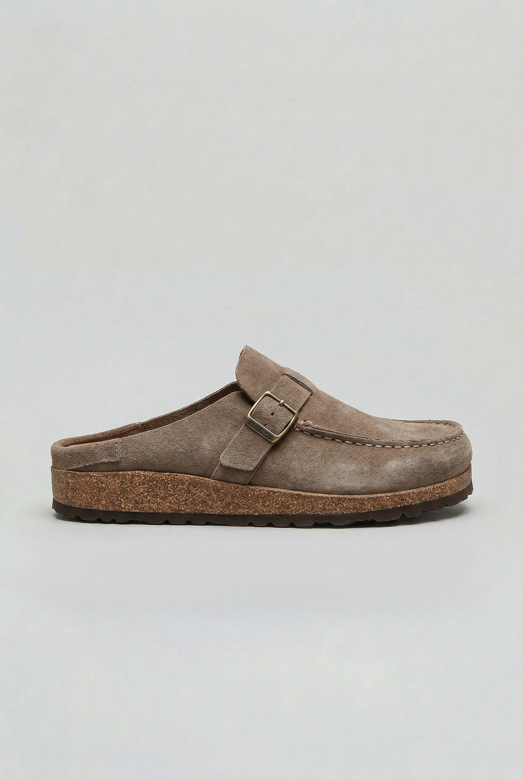 Suede Clog Mules Taupe Buckle Strap Women's Cork Footbed Slip-On – Casual, Everyday