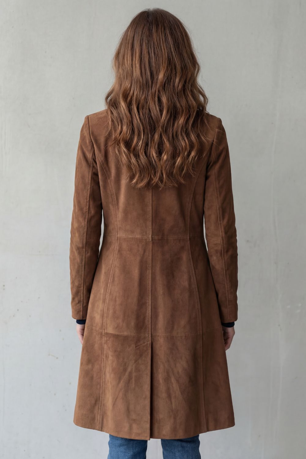 Suede Coat Longline Brown Women's – Casual, Office, Holiday, Gift · Werune