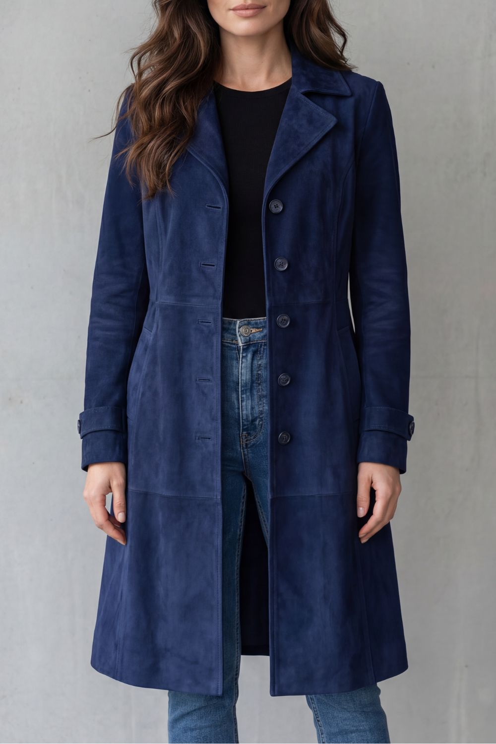 Suede Coat Longline Brown Women's – Casual, Office, Holiday, Gift · Werune