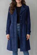 Suede Coat Longline Brown Women's – Casual, Office, Holiday, Gift · Werune