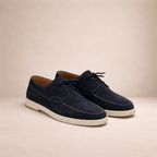 Suede Loafers Men's Taupe Lace-Up Moccasin Shoes White Sole – Casual, Office, Holiday, Gift