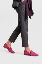 Suede Loafers Pink Gold Snaffle Women's Slip-On Flats – Office, Casual, Everyday, Gift