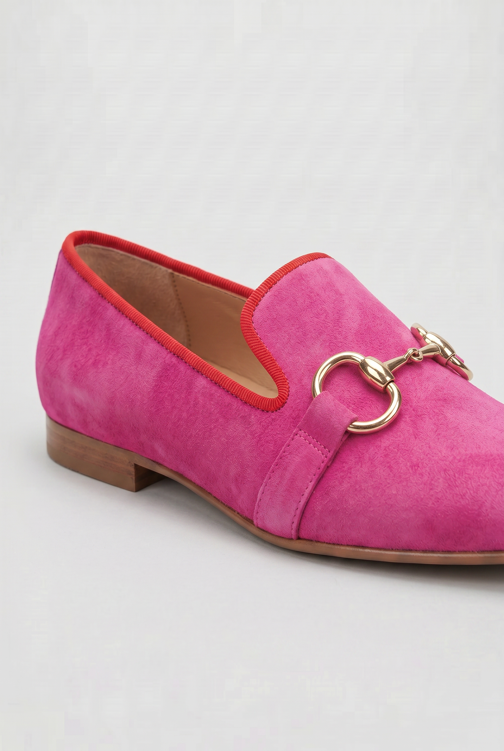 Suede Loafers Pink Gold Snaffle Women's Slip-On Flats – Office, Casual, Everyday, Gift